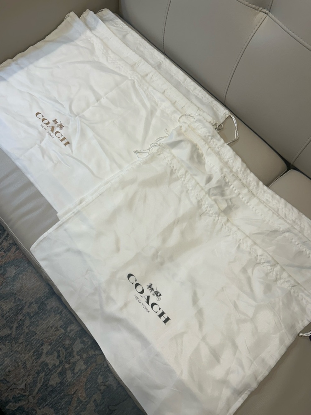 Coach White Logo Drawstring Dust Bags - Black or Brown
